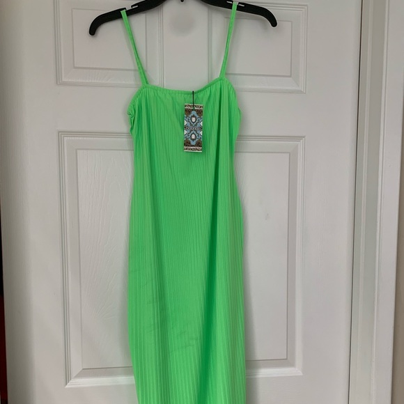 Dresses | Neon Green Spaghetti Strap Midi Dress | Poshmark Dresses | Neon Green Spaghetti Strap Midi Dress | Poshmark